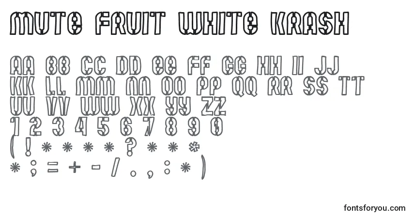 Czcionka Mute Fruit White Krash – alfabet, cyfry, specjalne znaki