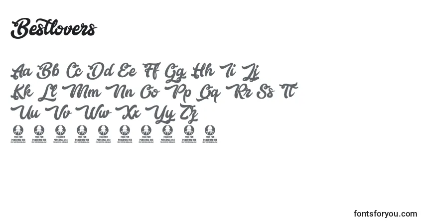Czcionka Bestlovers – alfabet, cyfry, specjalne znaki