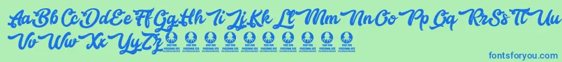 Bestlovers Font – Blue Fonts on Green Background