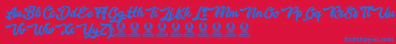 Bestlovers Font – Blue Fonts on Red Background