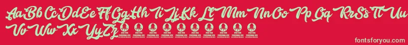 Bestlovers Font – Green Fonts on Red Background