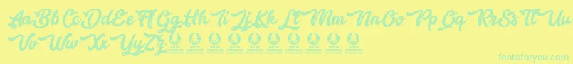 Bestlovers Font – Green Fonts on Yellow Background