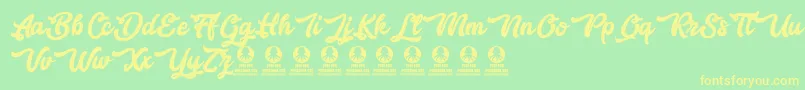 Bestlovers Font – Yellow Fonts on Green Background