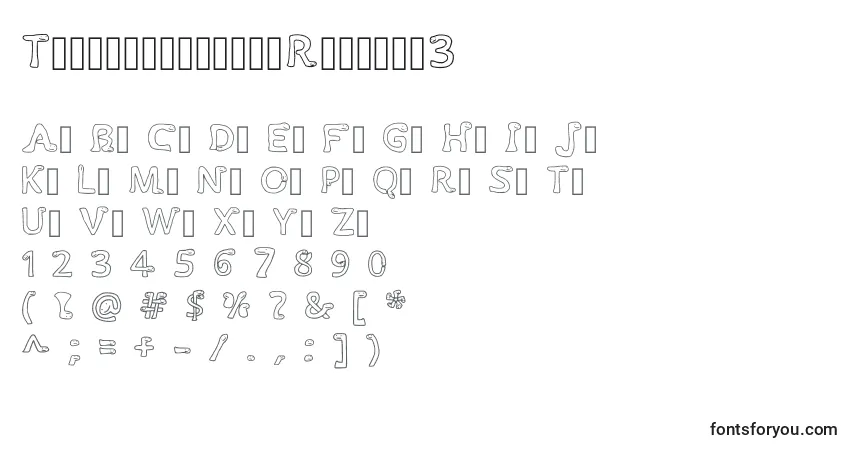 A fonte TimesnewwumpusRegular3 – alfabeto, números, caracteres especiais