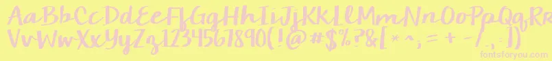 Kgchelseamarketscript-fontti – vaaleanpunaiset fontit keltaisella taustalla
