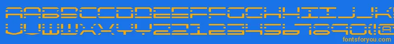 Qqv2-Schriftart – Orangefarbene Schriften auf blauem Hintergrund