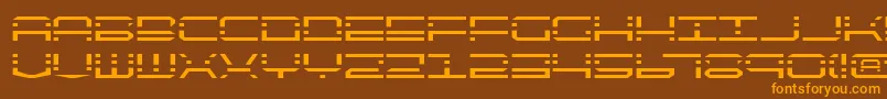 フォントQqv2 – オレンジ色の文字が茶色の背景にあります。