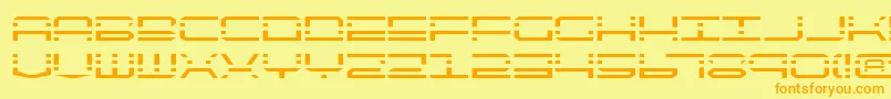 Qqv2-Schriftart – Orangefarbene Schriften auf gelbem Hintergrund
