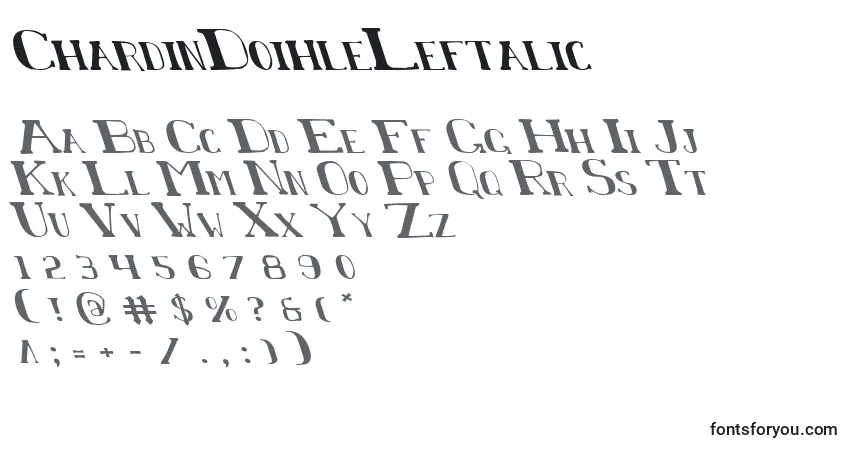 ChardinDoihleLeftalicフォント–アルファベット、数字、特殊文字