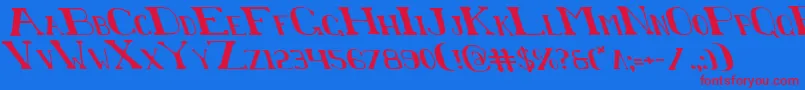 ChardinDoihleLeftalic-Schriftart – Rote Schriften auf blauem Hintergrund