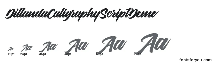 DillandaCaligraphyScriptDemo Font Sizes