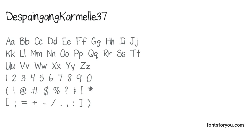 Czcionka DespaingangKarmelle37 – alfabet, cyfry, specjalne znaki