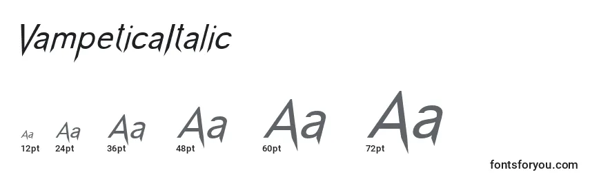 Размеры шрифта VampeticaItalic