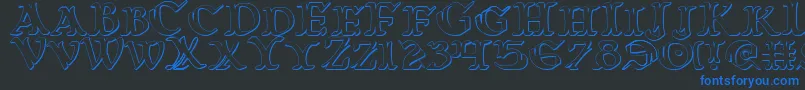 フォントWarsOfAsgard3D – 黒い背景に青い文字