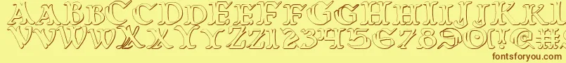 WarsOfAsgard3D Font – Brown Fonts on Yellow Background
