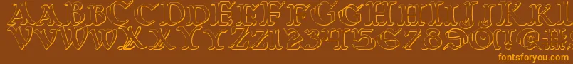 WarsOfAsgard3D Font – Orange Fonts on Brown Background