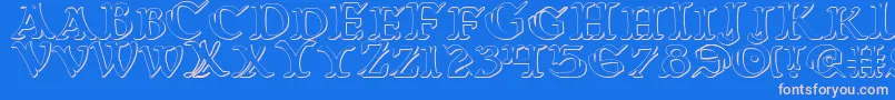 WarsOfAsgard3D-Schriftart – Rosa Schriften auf blauem Hintergrund