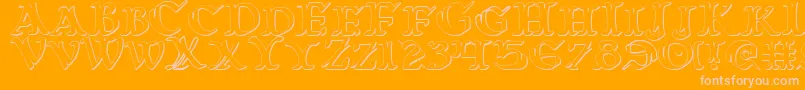 WarsOfAsgard3D-Schriftart – Rosa Schriften auf orangefarbenem Hintergrund