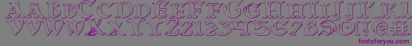 WarsOfAsgard3D-Schriftart – Violette Schriften auf grauem Hintergrund
