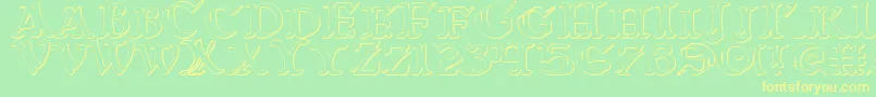 WarsOfAsgard3D-Schriftart – Gelbe Schriften auf grünem Hintergrund