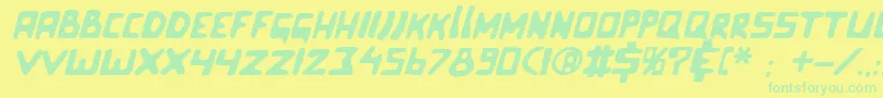 Fonte Celluloidblissitalic – fontes verdes em um fundo amarelo