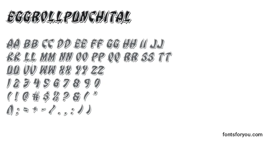 Czcionka Eggrollpunchital – alfabet, cyfry, specjalne znaki