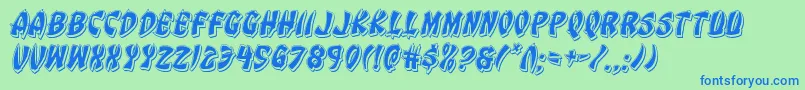 Eggrollpunchital-Schriftart – Blaue Schriften auf grünem Hintergrund