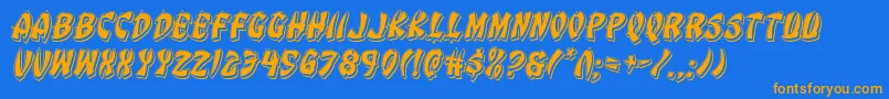 Eggrollpunchital-Schriftart – Orangefarbene Schriften auf blauem Hintergrund