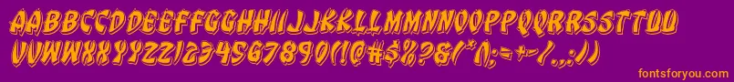 Eggrollpunchital-Schriftart – Orangefarbene Schriften auf violettem Hintergrund