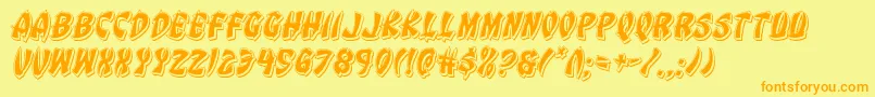 Fonte Eggrollpunchital – fontes laranjas em um fundo amarelo