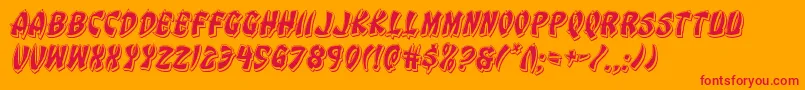 Eggrollpunchital-Schriftart – Rote Schriften auf orangefarbenem Hintergrund
