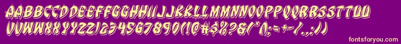 Eggrollpunchital-Schriftart – Gelbe Schriften auf violettem Hintergrund