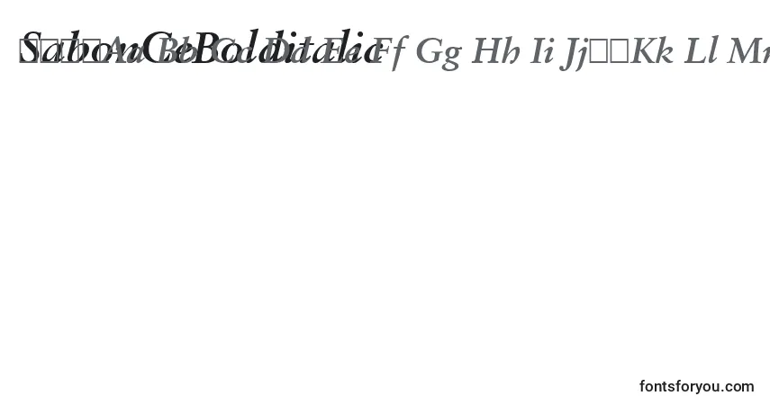 Czcionka SabonCeBolditalic – alfabet, cyfry, specjalne znaki