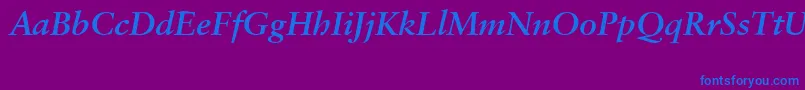 More about SabonCeBolditalic Font SabonCeBolditalic Font – Blue Fonts on Purple Background