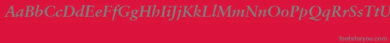 Czcionka SabonCeBolditalic – szare czcionki na czerwonym tle
