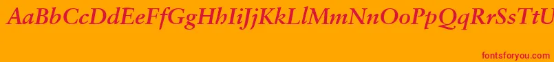 フォントSabonCeBolditalic – オレンジの背景に赤い文字