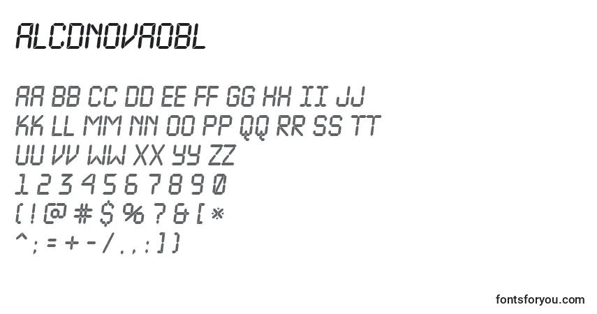 A fonte ALcdnovaobl – alfabeto, números, caracteres especiais