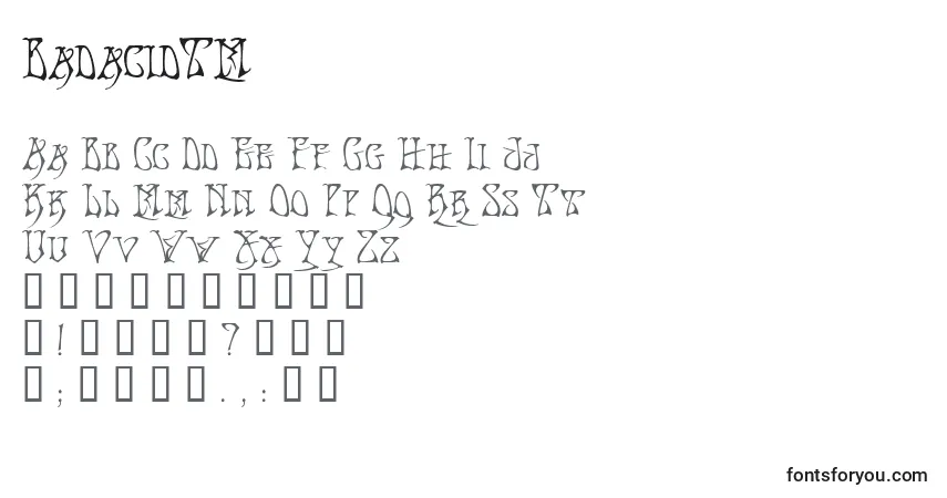 Schriftart BadacidTM – Alphabet, Zahlen, spezielle Symbole