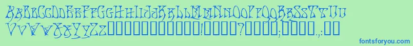 BadacidTM-Schriftart – Blaue Schriften auf grünem Hintergrund