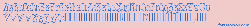 BadacidTM-Schriftart – Blaue Schriften auf rosa Hintergrund