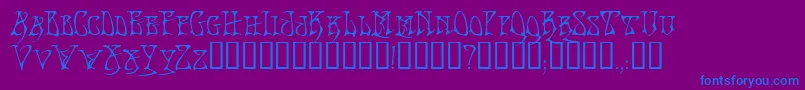 BadacidTM-Schriftart – Blaue Schriften auf violettem Hintergrund