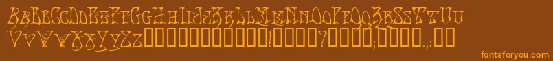 BadacidTM-Schriftart – Orangefarbene Schriften auf braunem Hintergrund