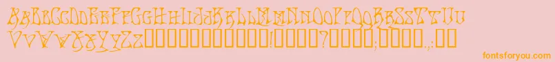 BadacidTM-Schriftart – Orangefarbene Schriften auf rosa Hintergrund