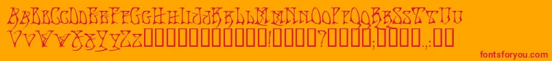 BadacidTM-Schriftart – Rote Schriften auf orangefarbenem Hintergrund