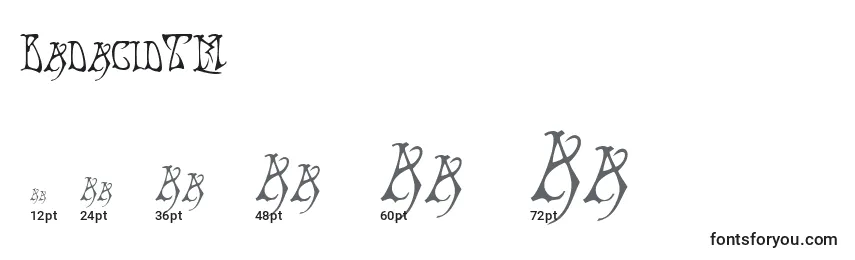 BadacidTM Font Sizes
