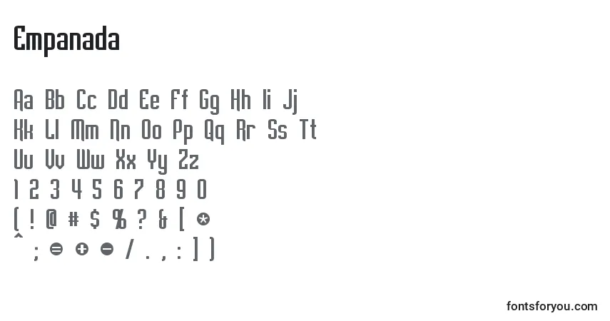 Schriftart Empanada – Alphabet, Zahlen, spezielle Symbole