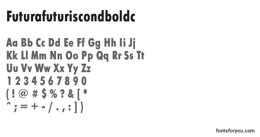 Шрифт Futurafuturiscondboldc – алфавит, цифры, специальные символы
