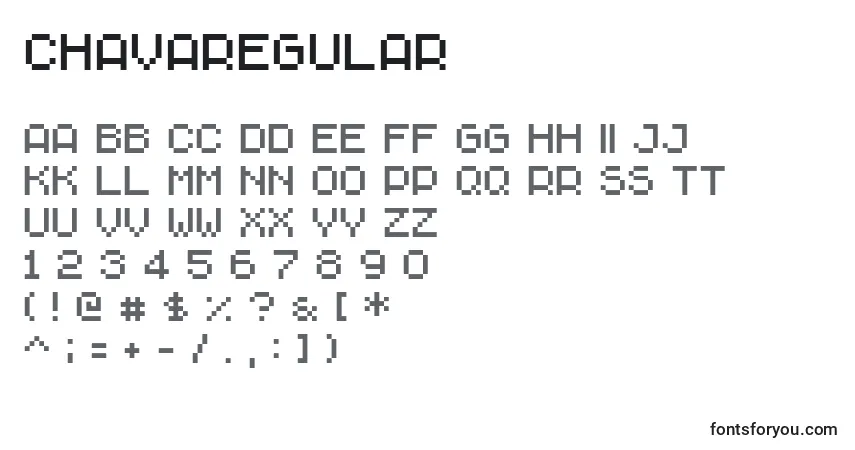 Schriftart ChavaRegular (24464) – Alphabet, Zahlen, spezielle Symbole