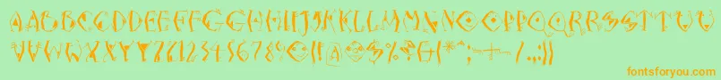 Neptunia Font – Orange Fonts on Green Background