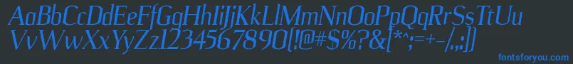 UlianrgItalic Font – Blue Fonts on Black Background